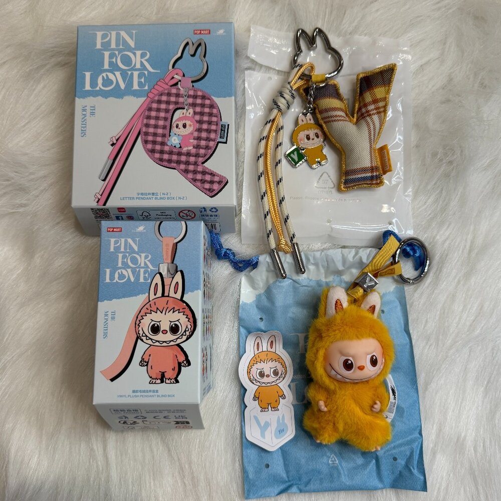AUTHENTIC Labubu Pin for Love Plush Pendant + Letter Pendant Set – Y